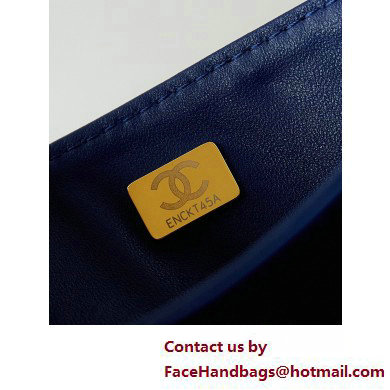 Chanel Grained Calfskin  &  Gold-Tone Metal Flap Bag with Top Handle Blue 2025